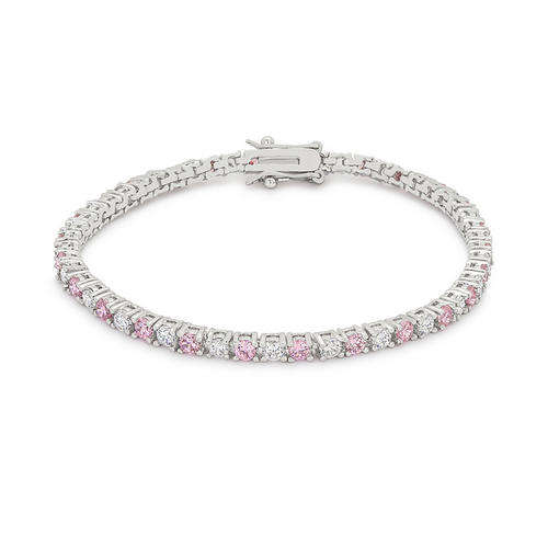 Lace Pink Cubic Zirconia Tennis Bracelet - Breast Cancer Awareness *USA IMPORT*